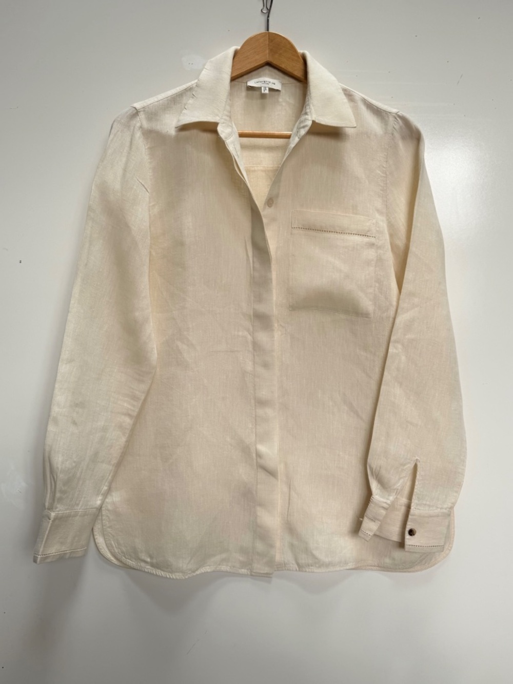 Lafayette 148 Buttercream 100% Linen Button Down Shirt Size S